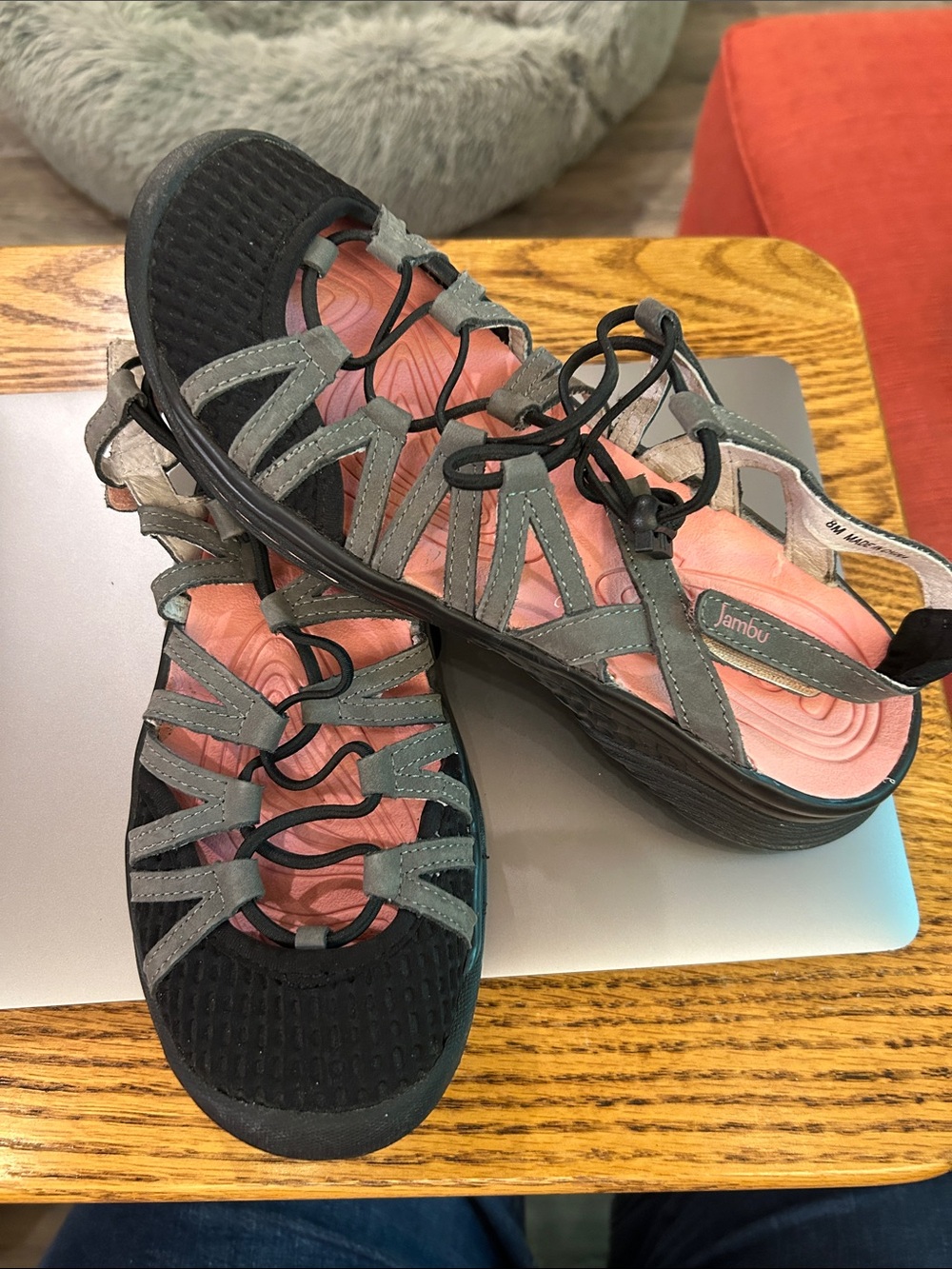 Jambu Gray and Pink Strappy Sport Sandals